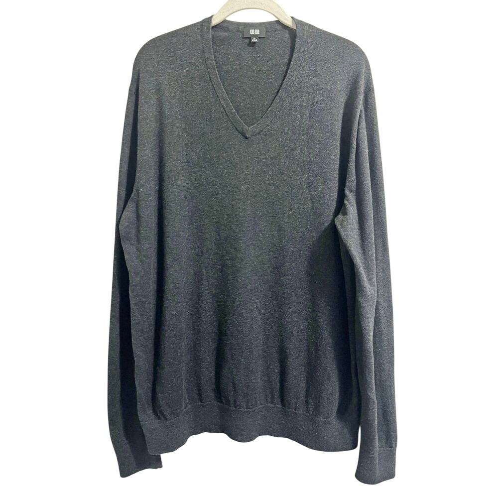 Uniqlo Mens Cotton Cashmere Blend V-neck Sweater Size XL V-Neck Lightweight